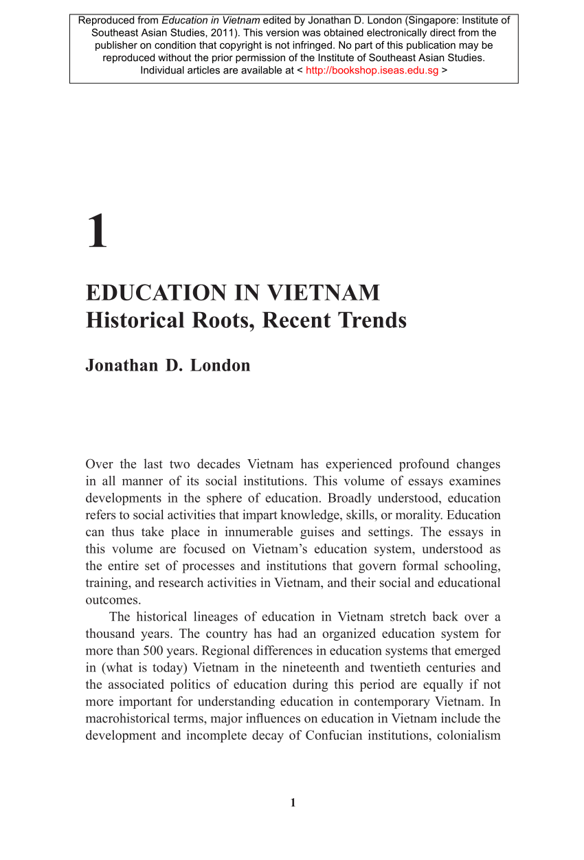 Pdf 1 Contemporary Vietnam S Education System Historical Roots