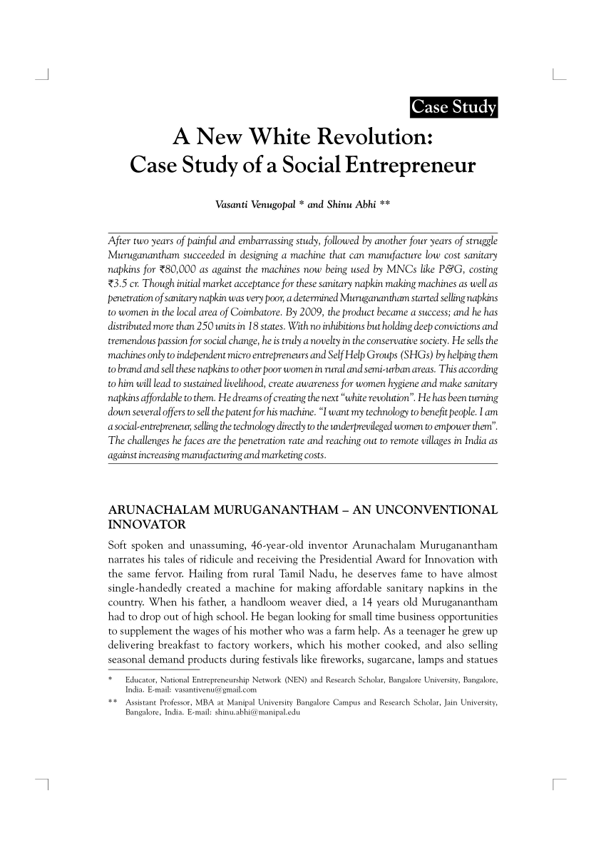 case study topics for entrepreneurship