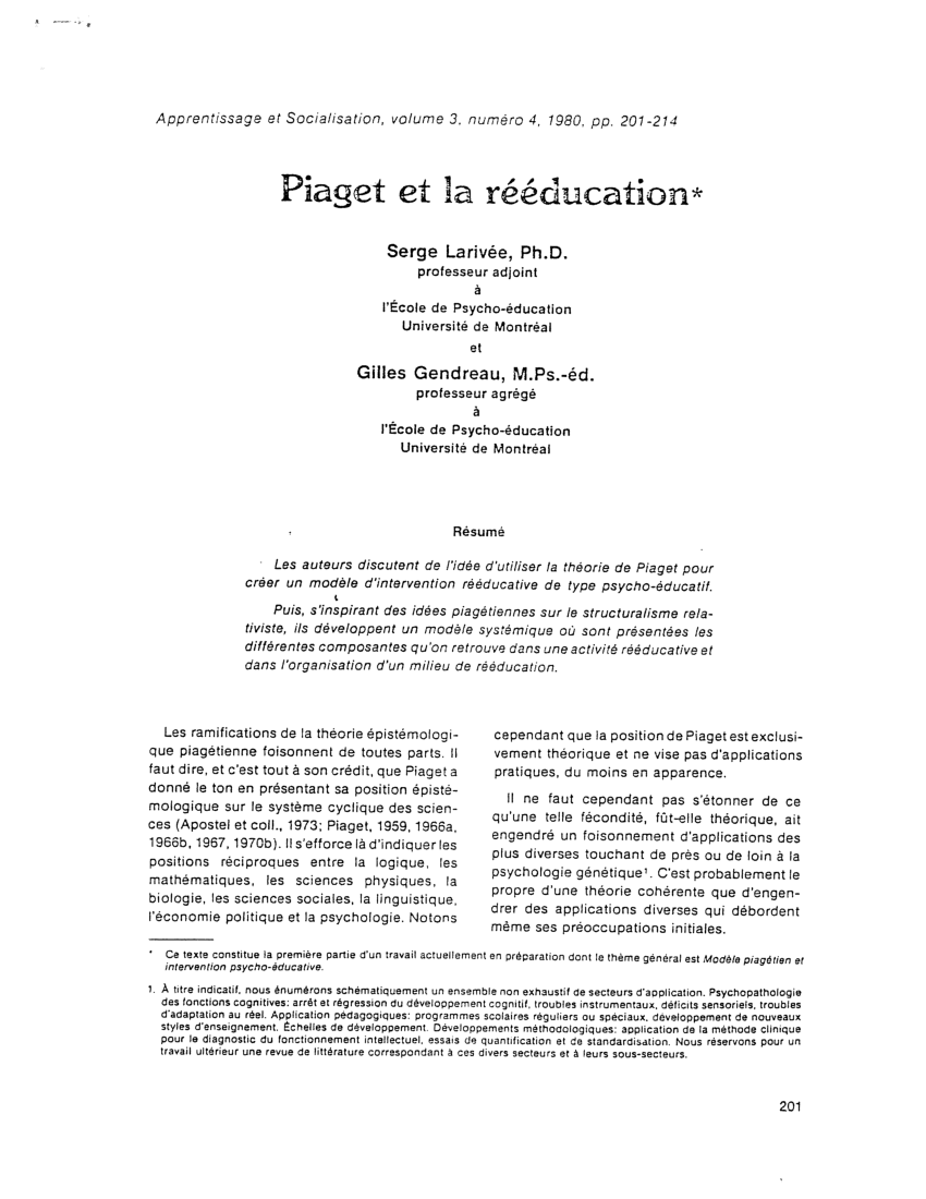 PDF Piaget et la r ducation