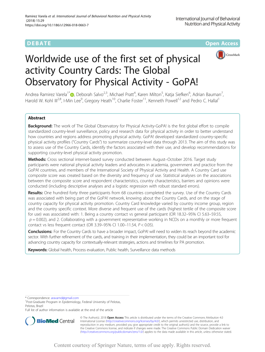 1st International Conference on Promotion of Physical Activity in Public  Health - PAHO/WHO