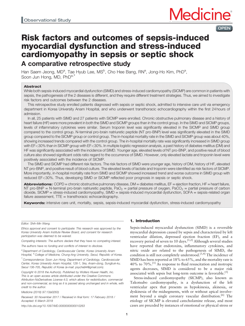 Septic cardiomyopathy: Diagnosis and management☆