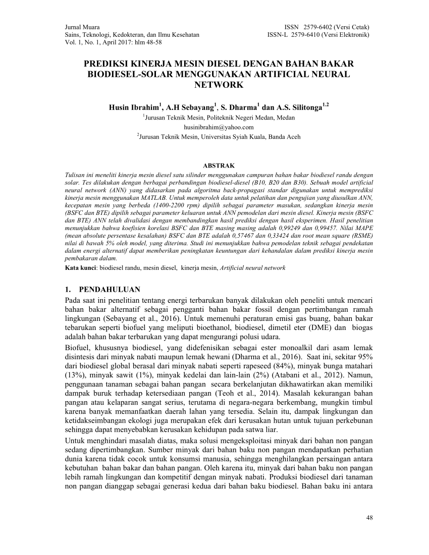  PDF PREDIKSI KINERJA MESIN  DIESEL  DENGAN BAHAN  BAKAR  