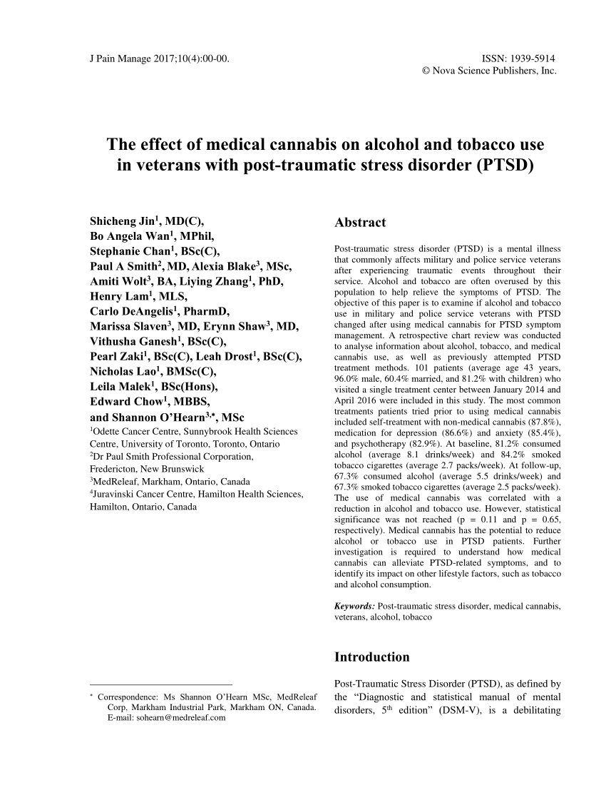 Post-Traumatic Stress Disorder (PTSD) in Canada