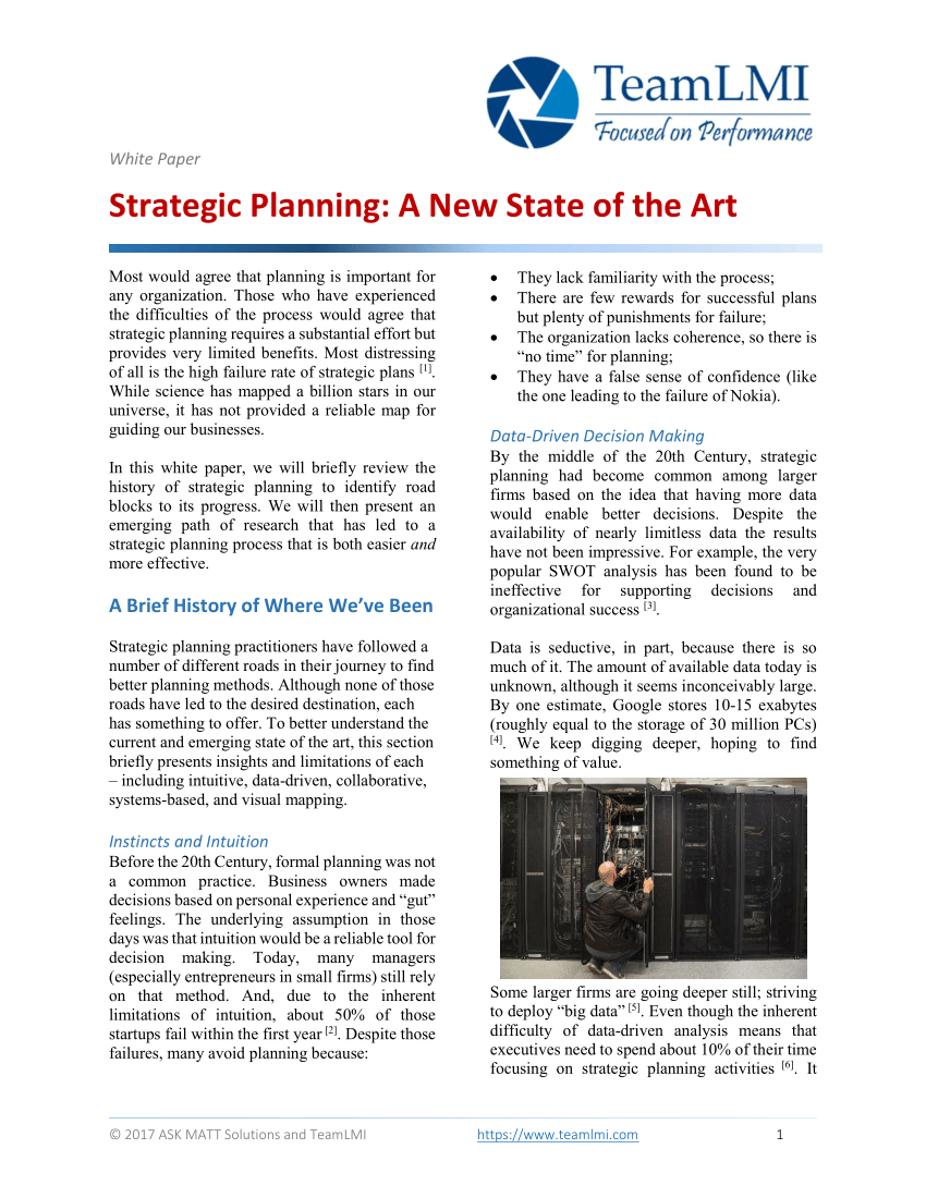 Pdf Strategic Planning A New State Of The Art