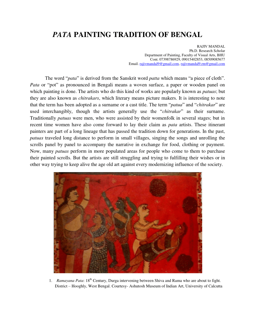 (PDF) PATA PAINTING TRADITION OF BENGAL