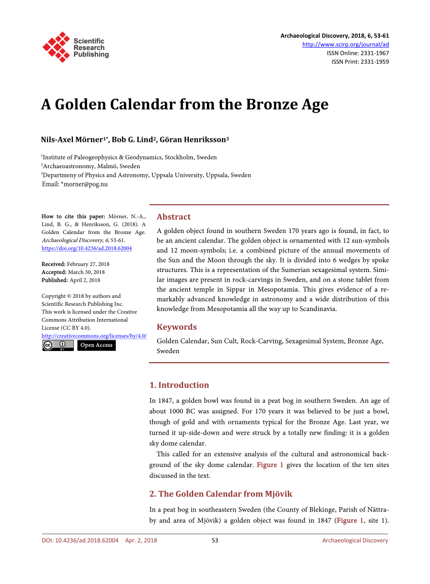 (PDF) A Golden Calendar from the Bronze Age