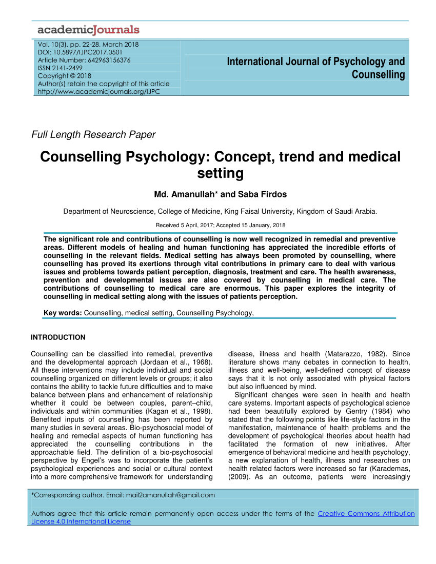 research paper topics on counselling psychology