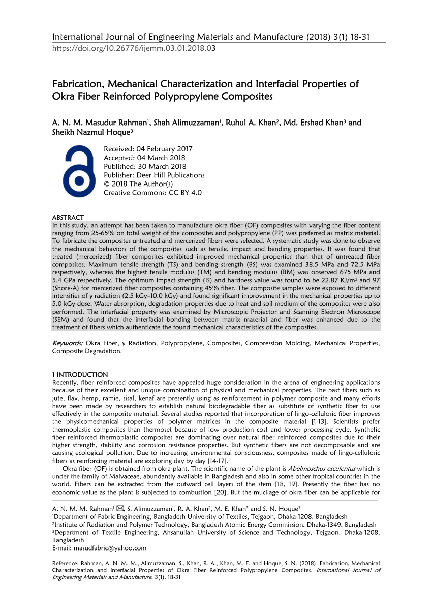 (PDF) Fabrication, Mechanical Characterization and Interfacial