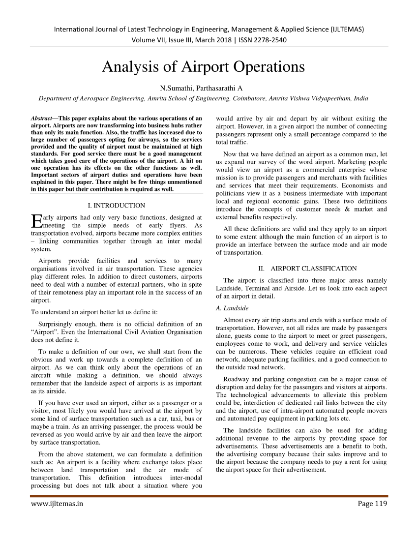 Pdf Analysis Of Airport Operations - 