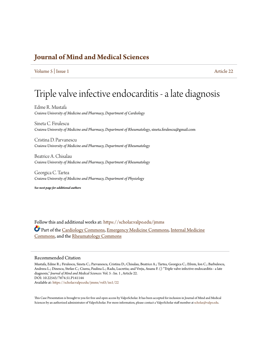 PDF Triple valve infective endocarditis a late diagnosis