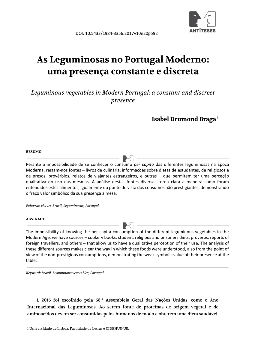 Pdf As Leguminosas No Portugal Moderno Uma Presenca Constante E Discreta