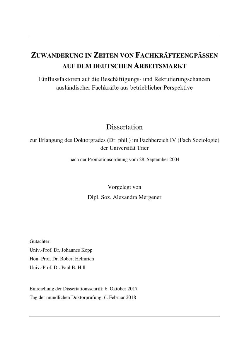 thesis dissertation auf deutsch