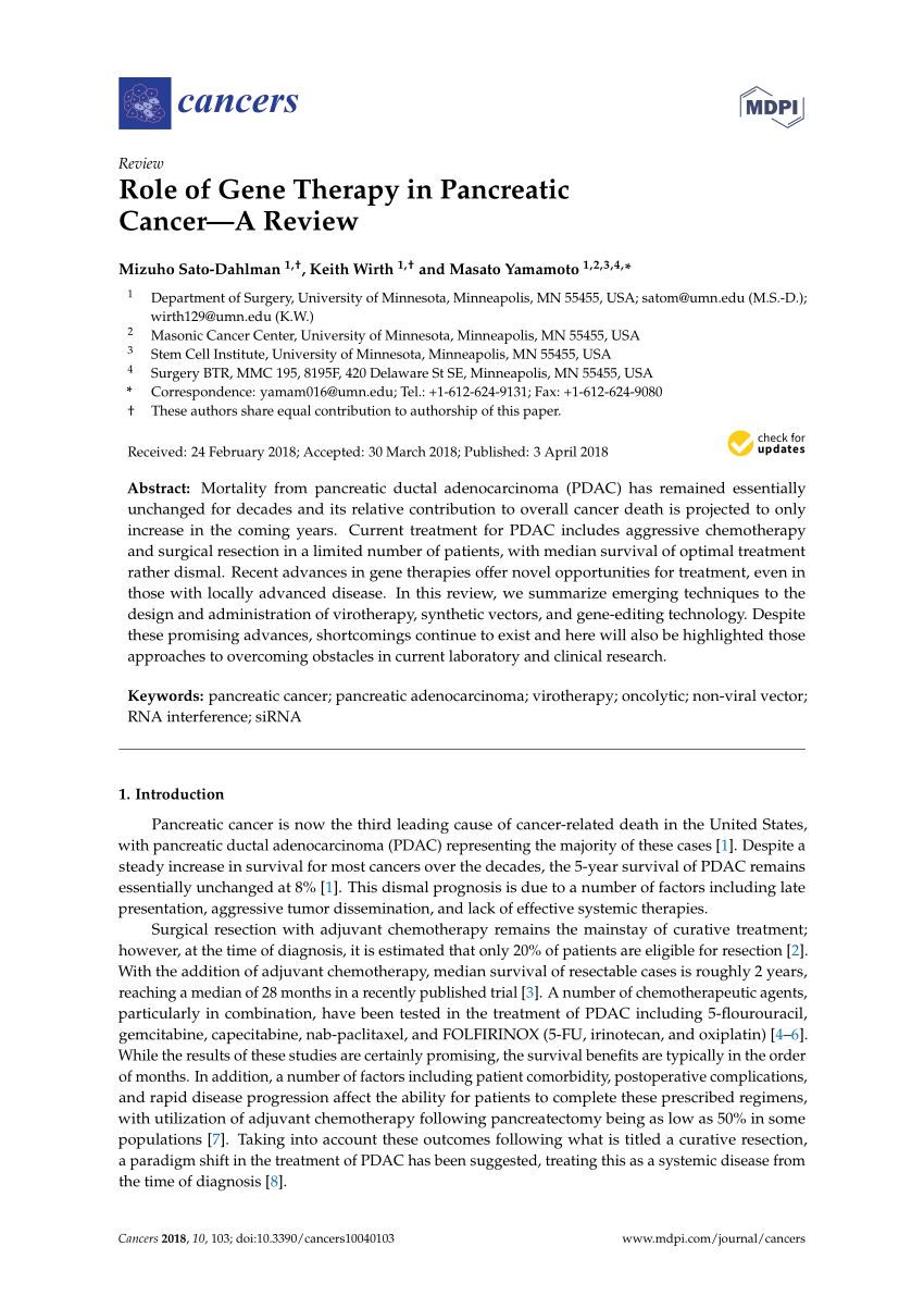 (PDF) Role of Gene Therapy in Pancreatic CancerA Review