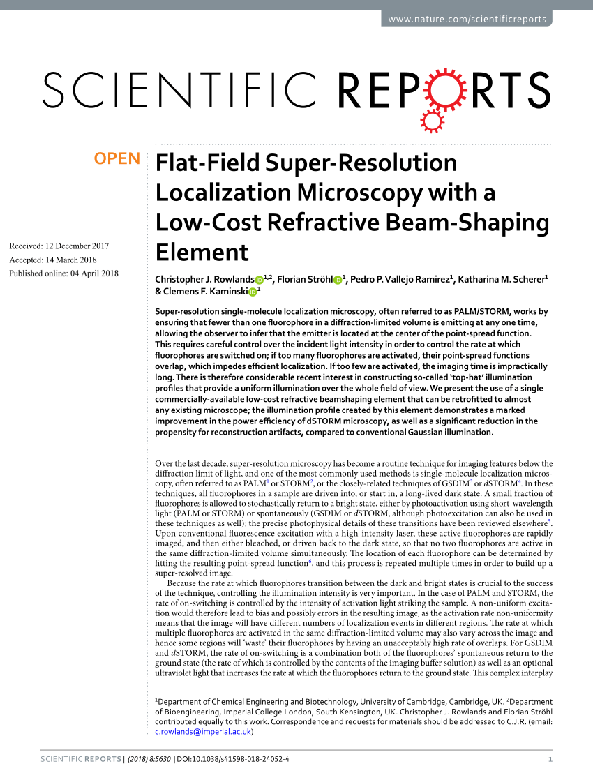 Flat-Field Super-Resolution Localization Microscopy with a Low