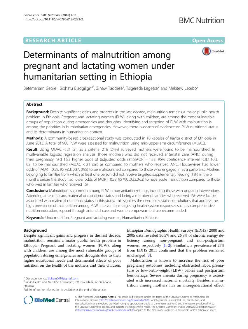 research on malnutrition in ethiopia pdf