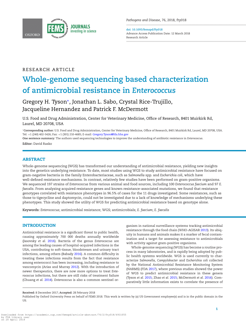 Pdf Whole Genome Sequencing Based Characterization Of Antimicrobial