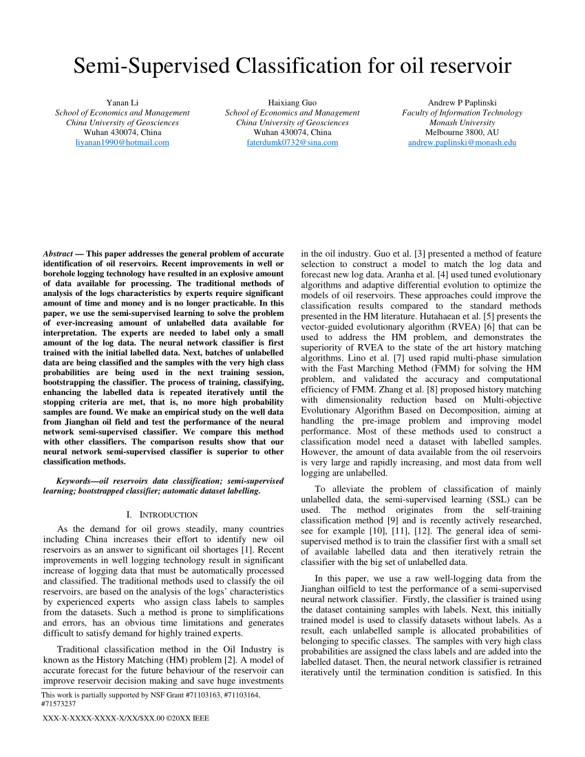 PDF) Semi-Supervised Classification for oil reservoir