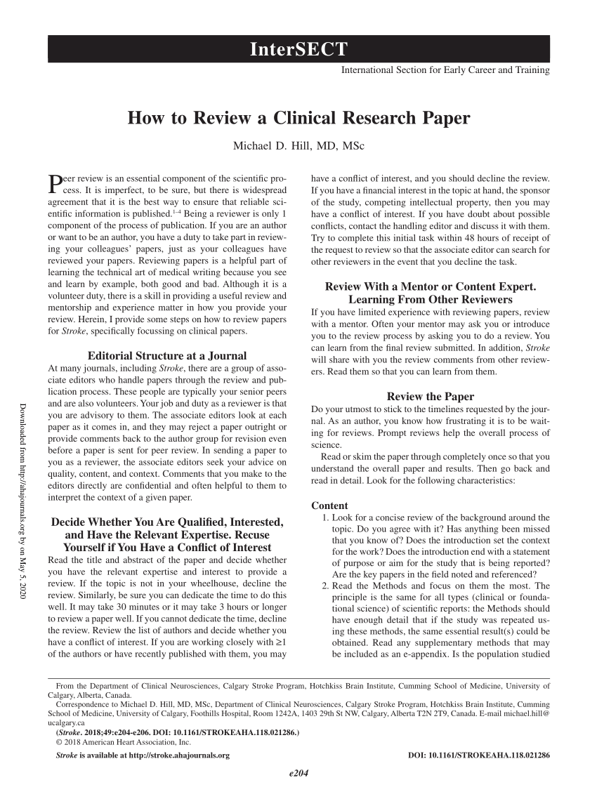 how to review a clinical research paper