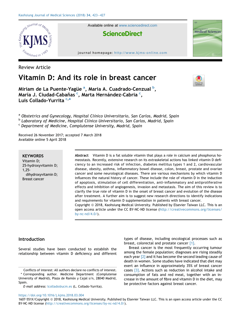 (PDF) Vitamin D And its role in breast cancer