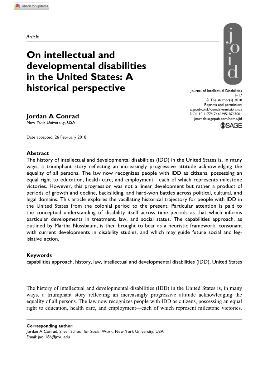 research articles on intellectual disabilities