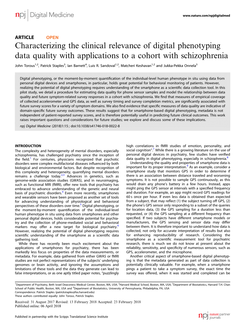 PDF) Characterizing the clinical relevance of digital phenotyping ...