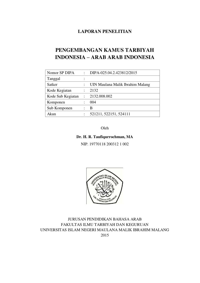 PDF PENGEMBANGAN KAMUS TARBIYAH INDONESIA ARAB ARAB INDONESIA