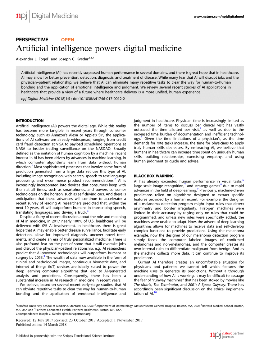 PDF) Artificial intelligence powers digital medicine