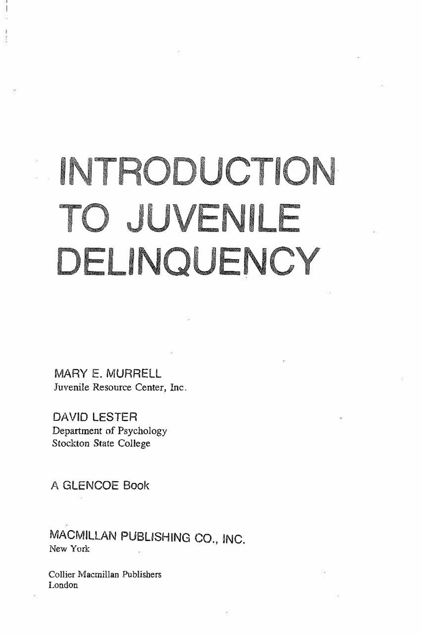 juvenile delinquency research paper pdf