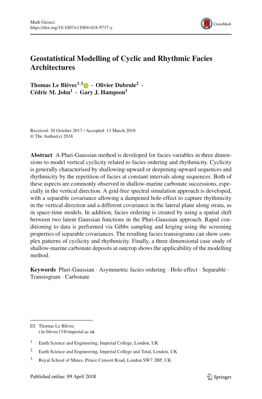 Plurigaussian Simulations In Geosciences Margaret - 