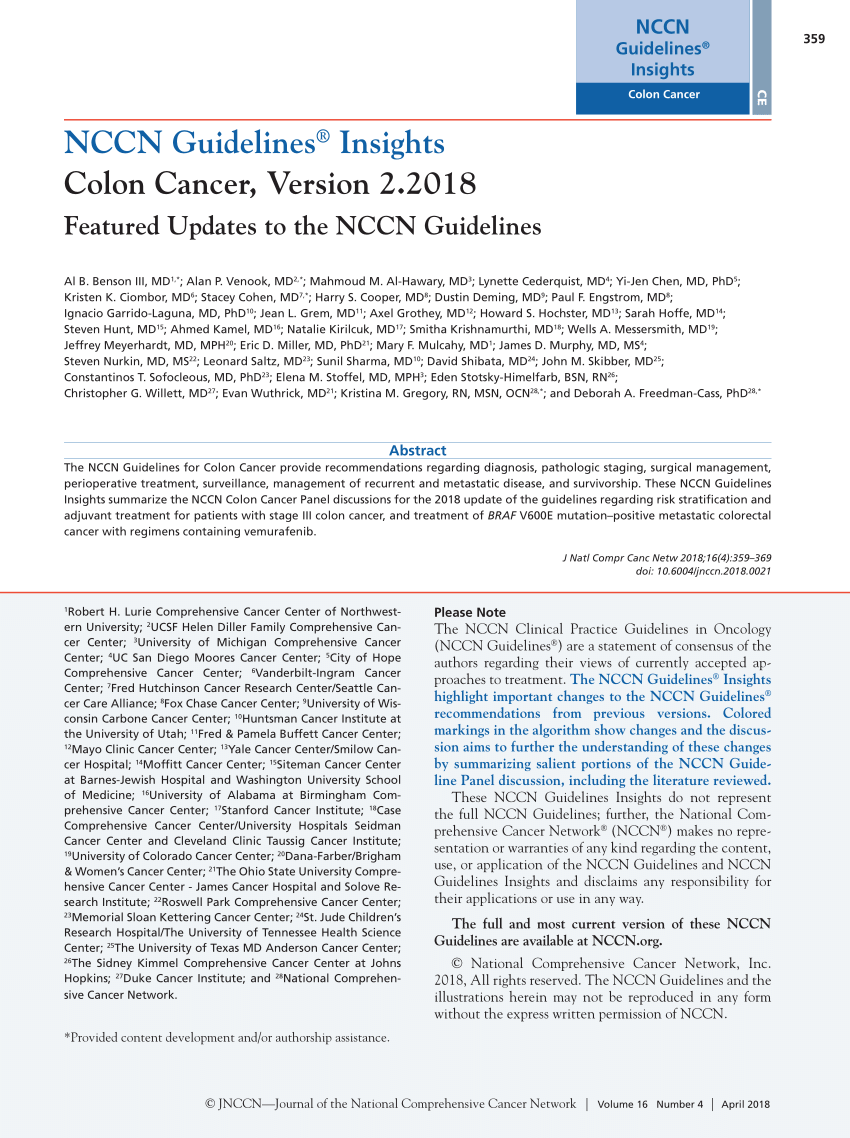 colorectal cancer nccn guidelines