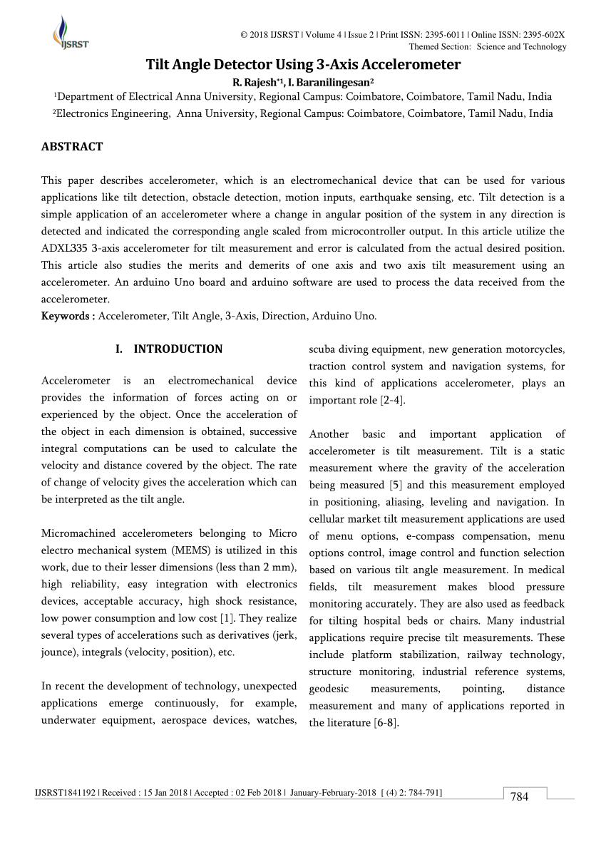 (PDF) Tilt Angle Detector Using 3-Axis Accelerometer