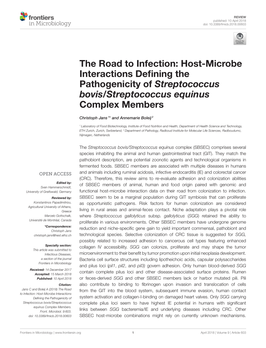 PDF) The Road to Infection: Host-Microbe Interactions Defining the ...