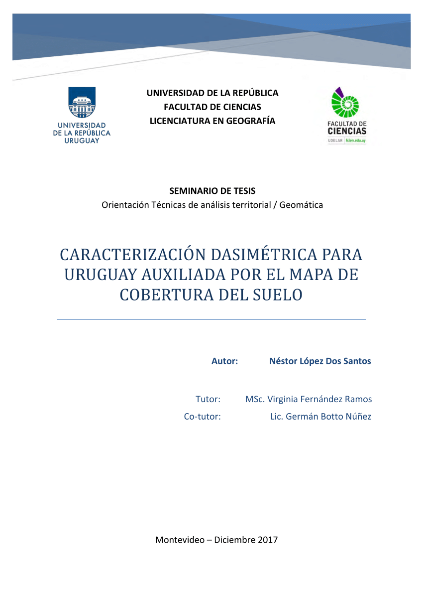 Pdf Caracterización Dasimétrica Para Uruguay Auxiliada Por El Mapa De Cobertura Del Suelo 9245