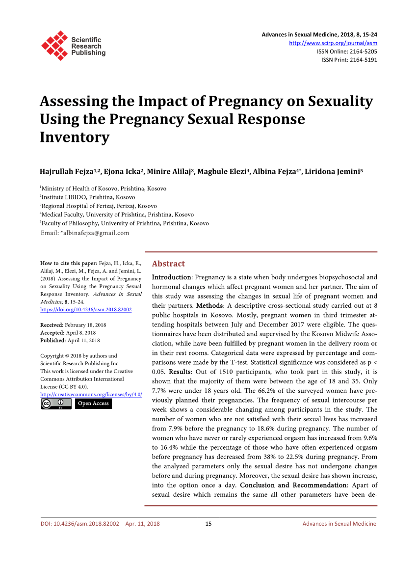 PDF Assessing the Impact of Pregnancy on Sexuality Using the