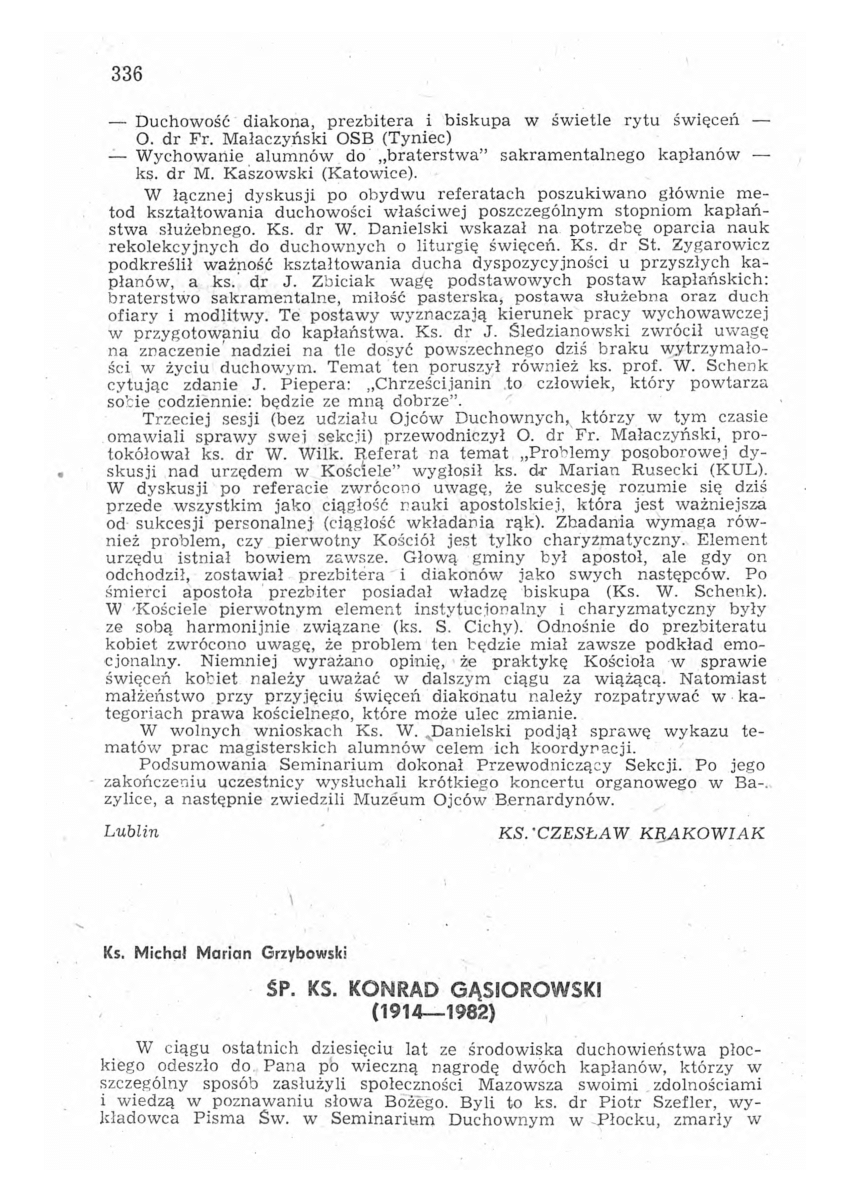 (PDF) Śp. ks. Konrad Gąsiorowski (1914–1982)