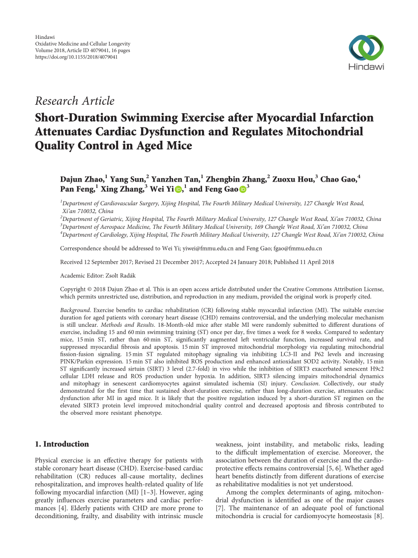 Pdf Short Duration Swimming Exercise After Myocardial Infarction Attenuates Cardiac Dysfunction And Regulates Mitochondrial Quality Control In Aged Mice - bypassed roblox ids 2018 september