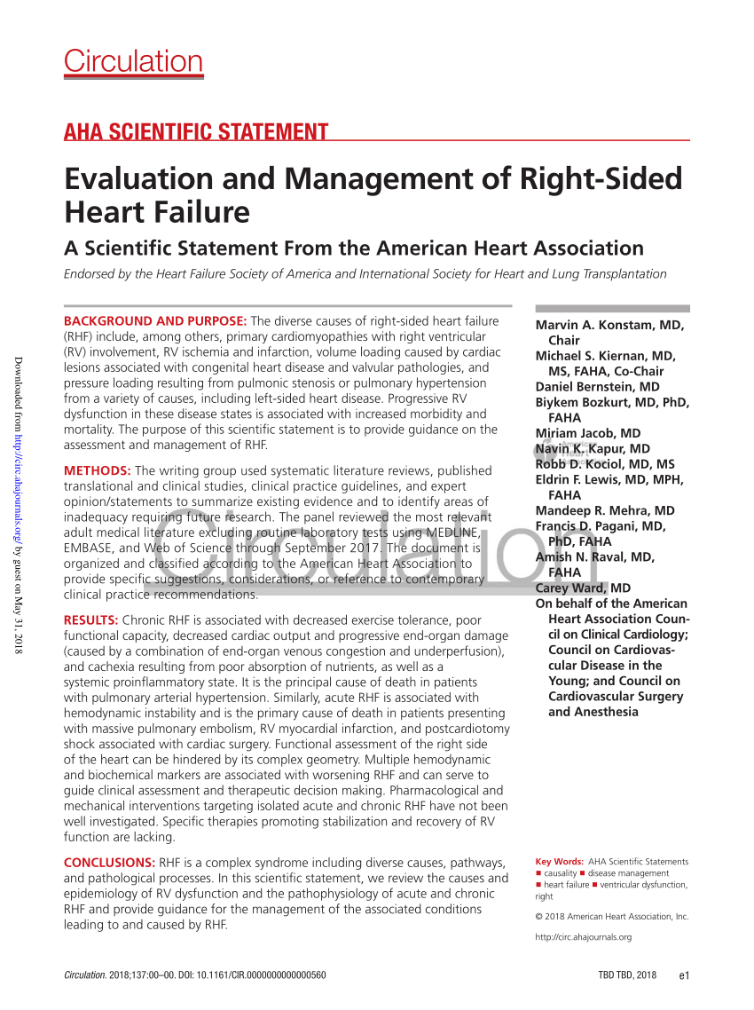 Evaluation and Management of Right-Sided Heart Failure: A