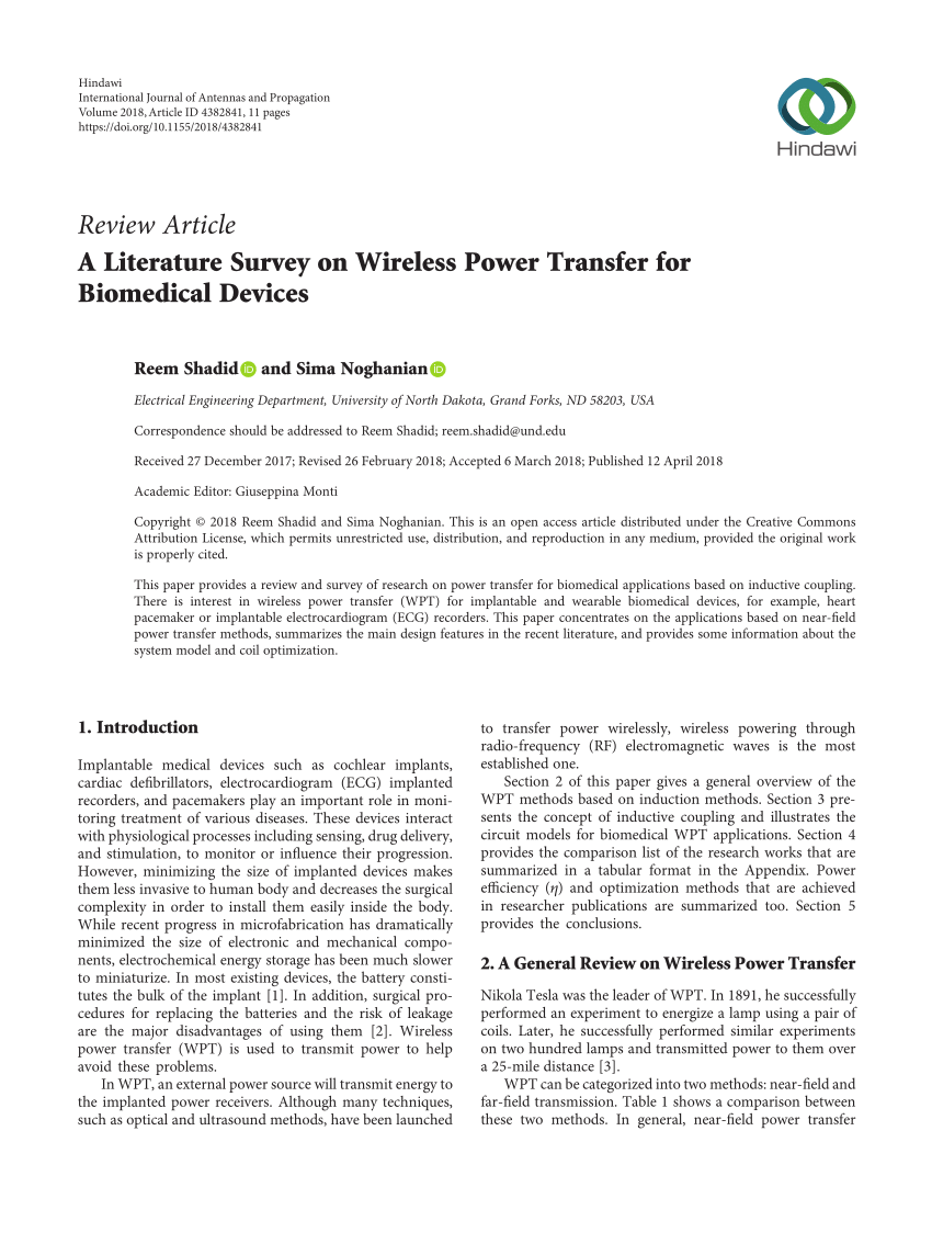literature review of wireless power transmission