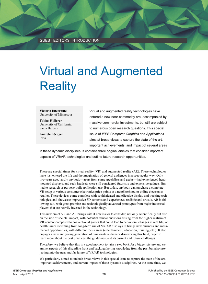 virtual reality and augmented reality research paper