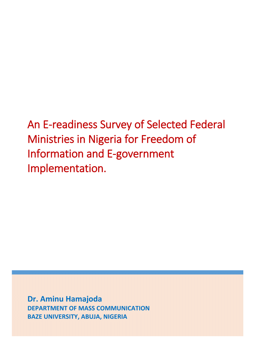 Pdf An E Readiness Survey Of Selected Federal Ministries In Nigeria