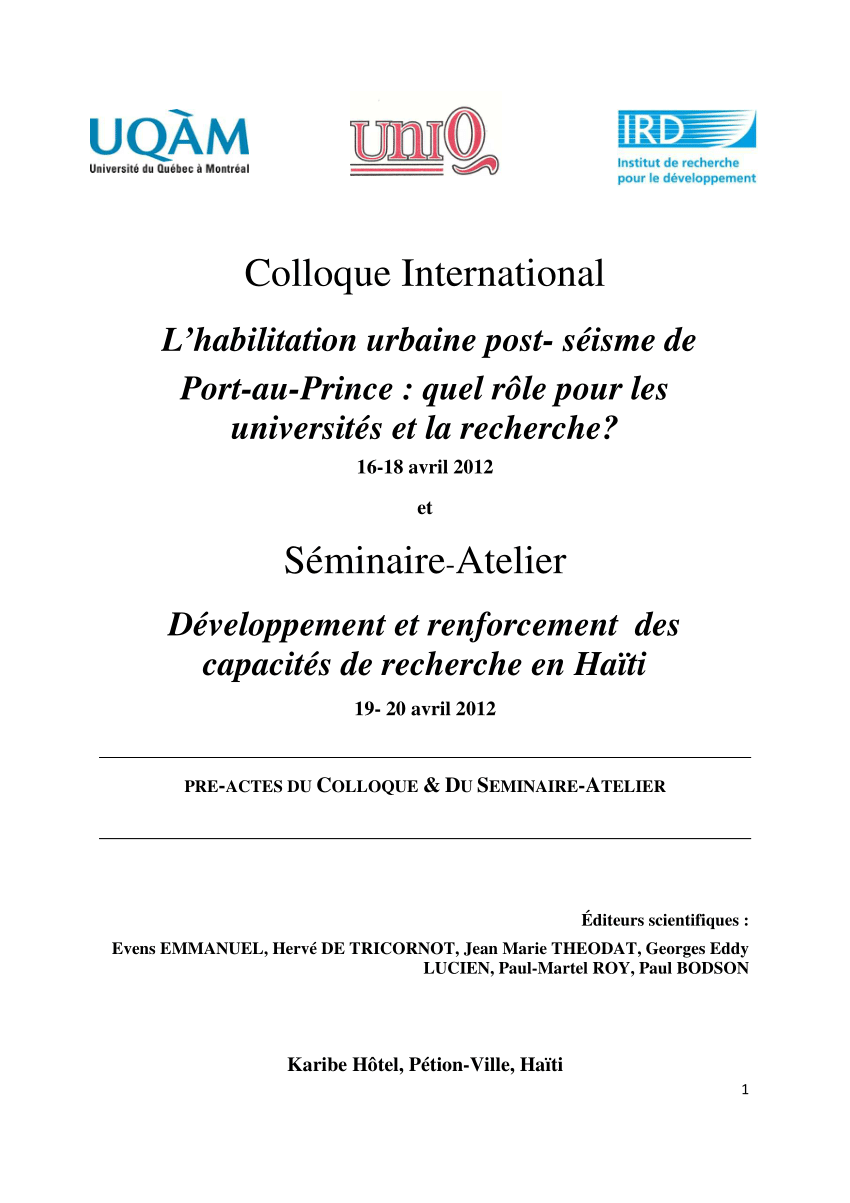 (PDF) Pré-actes du Colloque international habilitation ...