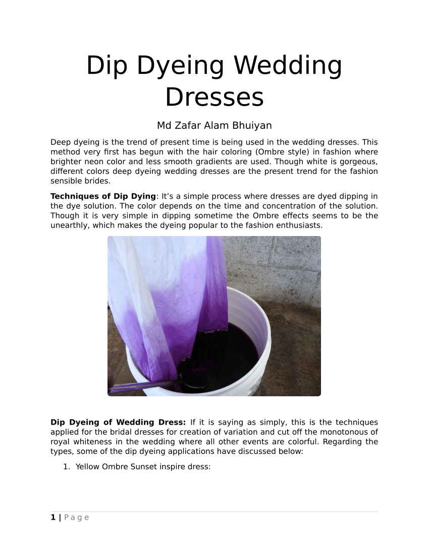 Pdf 10 Extraordinary Dip Dyeing Wedding Dresses