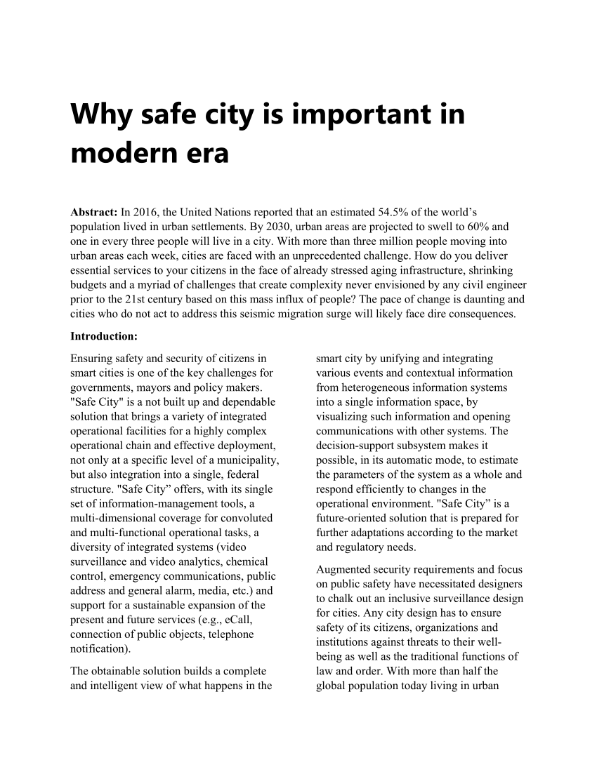 safe city essay