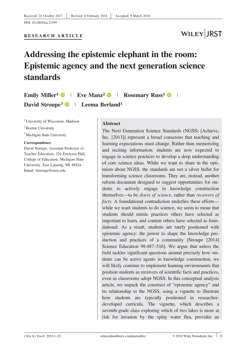 Pdf Addressing The Epistemic Elephant In The Room