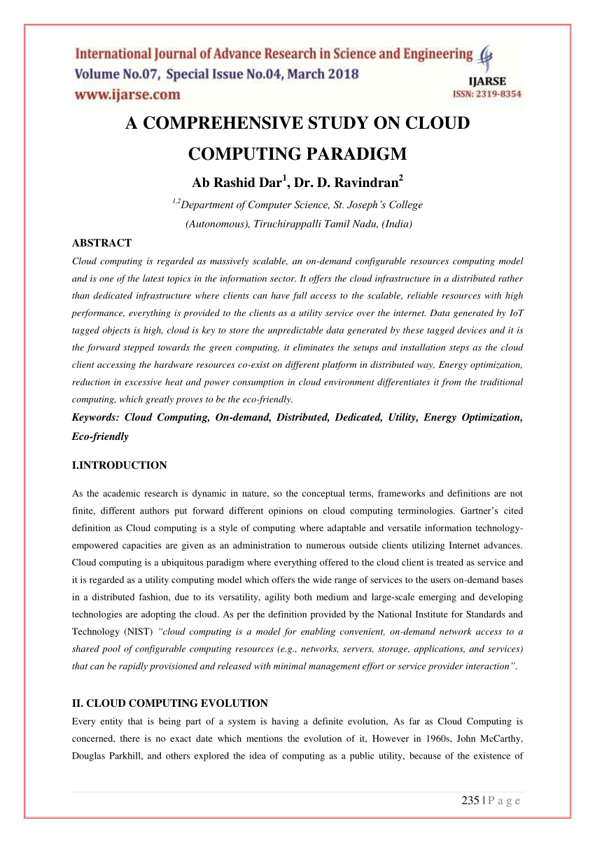 research paper on cloud computing project