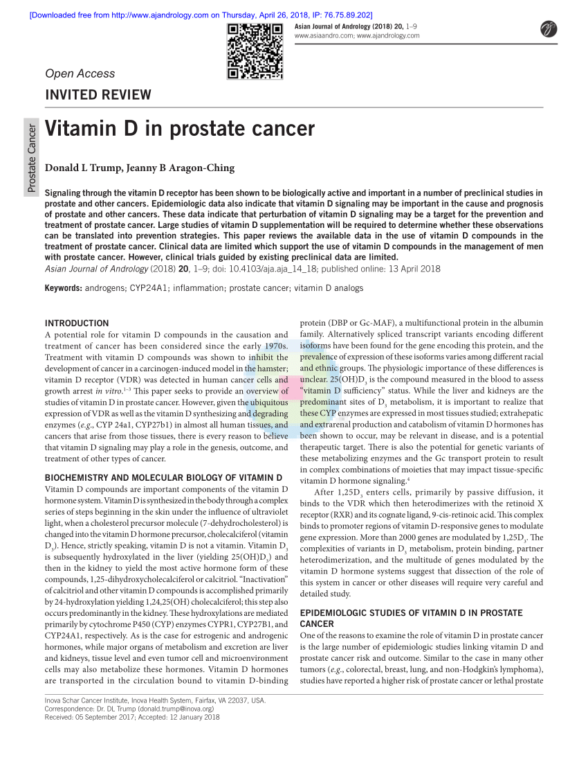 (PDF) Vitamin D in prostate cancer