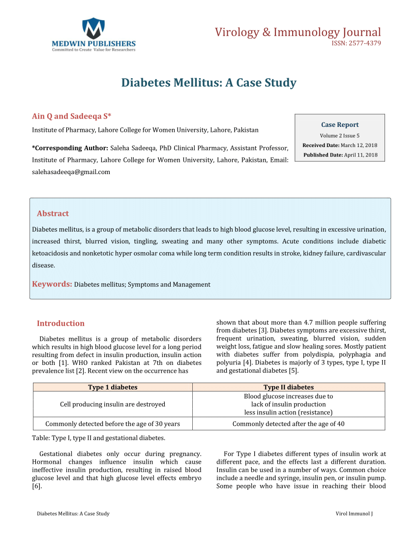 case study on diabetes mellitus