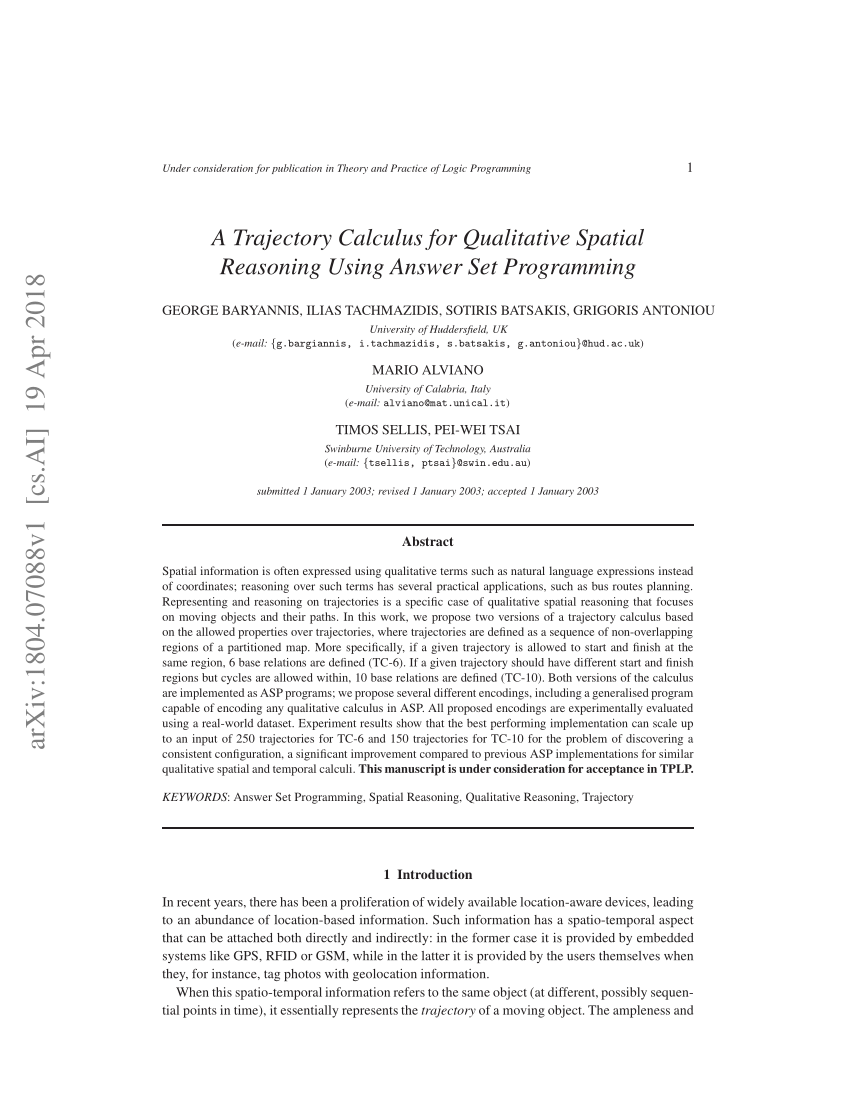 (PDF) A Trajectory Calculus for Qualitative Spatial ...