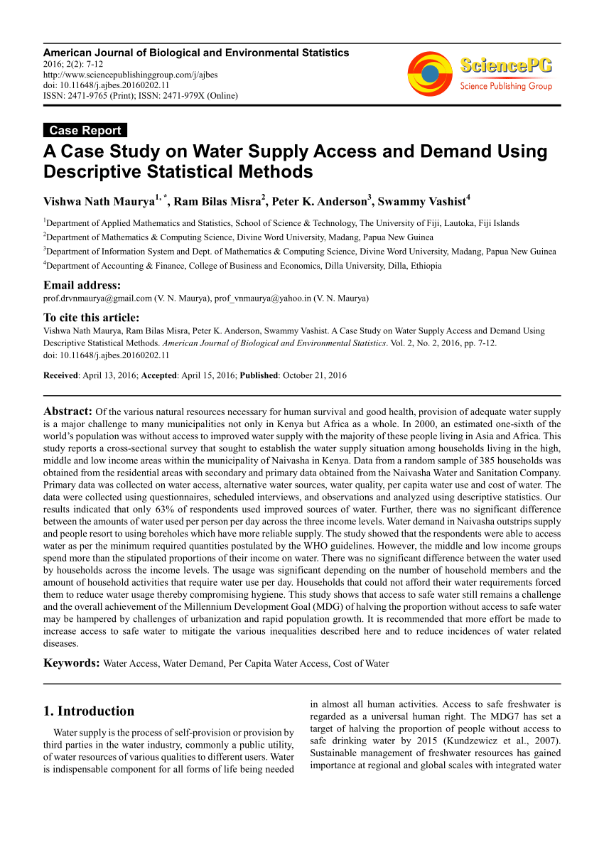 water supply case study geography