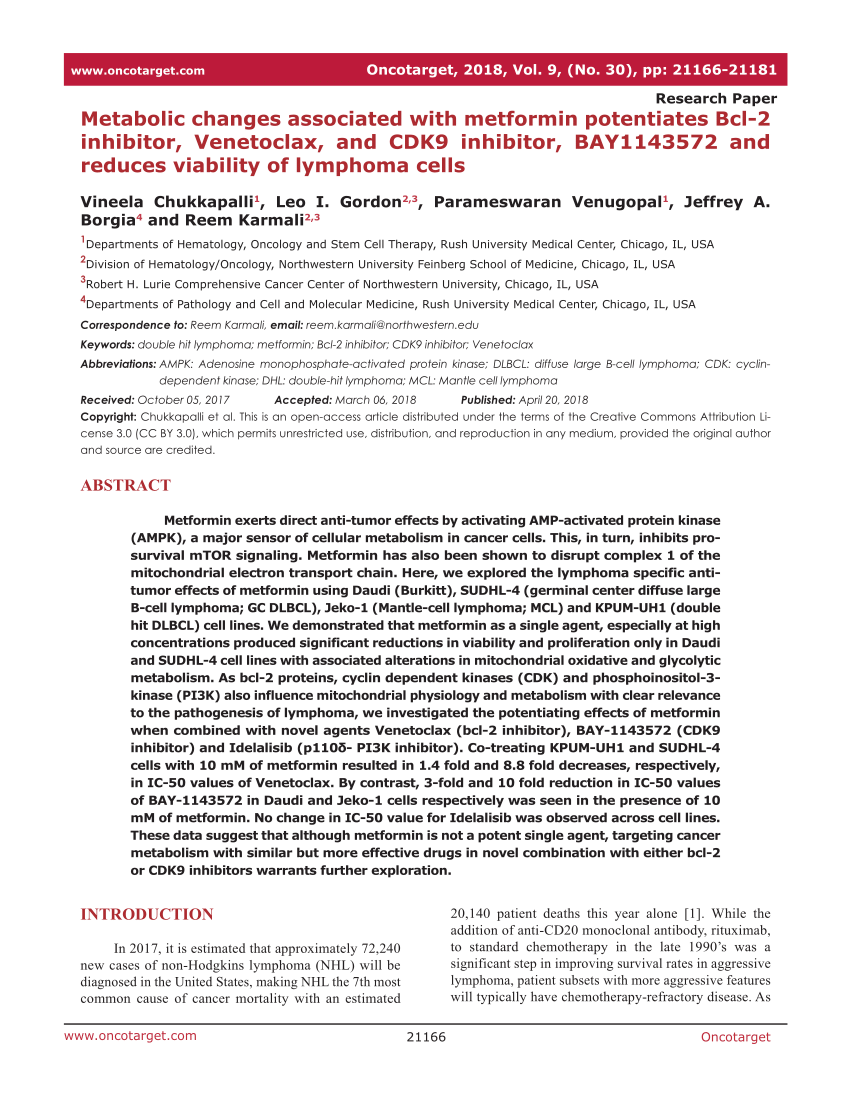 PDF) Metabolic changes associated with metformin potentiates Bcl-2 